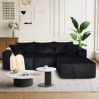 102" Modern Modular Sectional Sofa,Cloud Sectional Couch with Chaise,Deep Seat Boneless Sofa,Comfy Upholstered L-Shape Couch for Living Room,No Assembly Required,Black