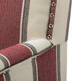 HULALA HOME Modern Accent Chair with Arms and Wooden Legs, Striped Accent Chair Armchair High Back Rest, Padded Armrest and Comfortable Cushioned Seat for Living Room (Stripe Red)