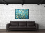 Wieco Art Framed Wall Art Almond Blossom Floral Canvas Prints of Van Gogh Famous Oil Paintings Reproduction Flowers Pictures on Canvas Wall Art for Bedroom Home Decorations Black