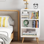 Night Stand, White Kids Nightstand, Modern End Table with Open Storage, 3-Tier Nursery Bedside Table for Small Space, Living Room, Bedroom