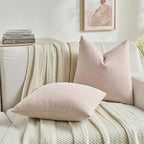 FUTEI Pink Decorative Throw Pillow Covers 22x22 Inch Set of 2,Soft Cozy Wheat Ear Striped Patterns Cushion Cases,Modern Home Decor for Couch Bed Living Room