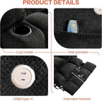 Power Lift Recliner Chair for Adults Oversized Infinite Position Lift Chair for Elderly W/Massage & Heat, Lay Flat Recliner Chair, One-Touch Reset, Cup Holders, Lumbar Pillow, Fabric (Premium, Grey)