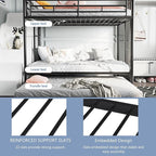 SUNLEI Metal Bunk Beds with Double Secured Ladders, Twin Bunk Bed with Surrounded Safety Guardrails, Space Saver Twin Beds, Noise Free for Small Bedroom, with Trundle Function, Black