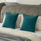FUTEI Teal Chenille Throw Pillow Covers 26x26 Inch Set of 2,Edges Double-Stitched Euro Pillow Shams,Modern Home Decor for Couch Living Room