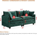 Aoowow Modular Sectional 2 Seater Cloud Sofa Couch for Living Room,78" Loveseat Couch with Deep Seat,Modern Chenille 2 Seat Sofas,Fluffy Small Couches for Bedroom,Small Spaces (Green, 2 Seater)