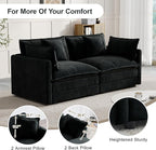 Modular Sectional Sofa, 76.7 Inch I-Shaped Cloud Sofa with Deep Seat Comfortable Chenille Sofa with Cushion Double Sectional Sofa for Living Room Apartment,Black