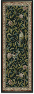 RUGGABLE x Morris & Co Machine Washable Runner Rug – Pomegranate Blue Green 2.5x7, Stain-Resistant, Non-Slip – Washable Rug for Hallway, Entryway, Living Room & Kitchen–with Cushioned Pad