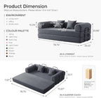 79" Convertible Sofa Bed with Fixed-Shape Frame & Removable Armrests, Modular Corduroy Sleeper Sofa, Folding Mattress Couch for Small Spaces - No Assembly Needed in Dark Gray (Includes 2 Pillows)