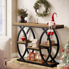 Tribesigns 39.4" Console Table, Industrial 4-Tier Sofa Table Entryway Table with Storage Shelves, Narrow Wood Accent Tables with Metal Frame for Small Spaces, Hallway, Foyer, Brown