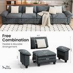 PHI VILLA Cloud Modular Couches Sets, 157.5" Sectional Sofa with Upholstered Deep Seat, 4-Seater Long Couches for Living Room Apartment, Chenille Fabric, Dark Cyan