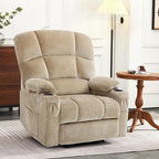 MCombo Oversized Dual Motor Power Lift Recliner Chair Sofa with Massage and Heat for Big Elderly People, Infinite Position, USB Ports, Fabric R7688 (Beige, Large-Oversize)