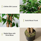 VECELO Artificial Ficus Tree with Sturdy Nursery Pot, 6FT Faux Silk Plant for Indoor Outdoor Home Garden Decor, 2 Pack