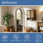 HITNET Bamboo Medicine Cabinet, Wall Mounted Bathroom Cabinet with Adjustable Shelf, Double Rattan Door Hanging Storage Organizer Over Toilet for Entryway, Laundry Room (Walnut)
