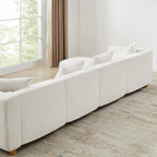 VANOMi 113" Sectional Sofa with 4 Pillows, U-Shaped 4-Seater Comfy Boucle Cloud Couch, Modern Double Chaises Lounge Sofas for Living Room, Office, Apartment (White-U)
