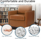 Pia Ricco Single Swivel Barrel Chair, Modern Accent Armchair in Easy-Clean PU Leather, Mid-Century Style for Living Room or Home Office, Brown