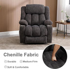 Power Lift Recliner Chair, 350lb Capacity with 8-Point Massage & Heating, USB/Type-C Ports & Cup Holders, Heavy Duty Chenille Recliner for Elderly, Grey