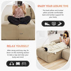 103'' Boneless Corduroy L Shaped Couch, 3 Seat Modular Sectional Deep Seat Sofa with Chaise Lounge, No Assembly Cloud Lounge Sleeper Sofa, Camel