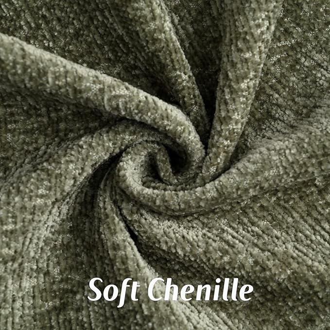 FUTEI Sage Green Chenille Throw Pillow Covers 12x20 Inch Set of 2,Soft Cozy Bound Edge Design Lumbar Pillow Cases,Home Decor for Couch Bed Living Room