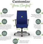 HON Ignition 2.0 Mid Back Task Chair, Spectrum Mesh, Advanced Synchro-Tilt Control, Office Chair with Lumbar Support, Height and Width Adjustable Arms, Titanium Frame, Cobalt