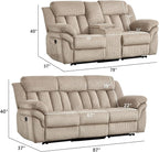 CANMOV Recliner Sofa Set,Manual Recliner Loveseat and 3-Seat Sofa with Overstuffed Armrest for Living Room,Bedroom Furniture,Office,Light Brown,2+3 Seat