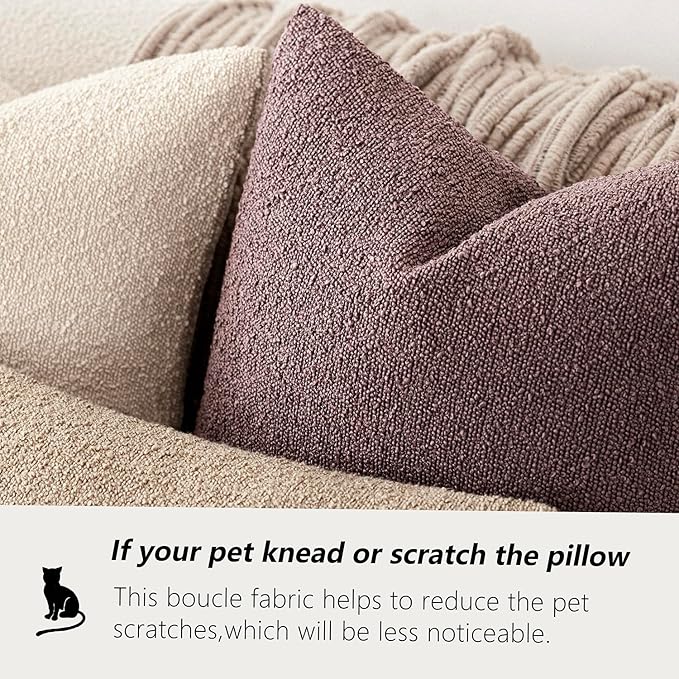 Foindtower Set of 2, Decorative Textured Boucle Throw Pillow Covers Accent Solid Pillow Cases Soft Cozy Couch Cushion Case for Chair Sofa Bedroom Living Room Home Decor 24x24 Inch Dark Purple