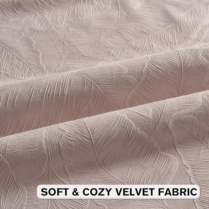 FUTEI Pink Velvet Throw Pillow Covers 26x26 Inch Set of 2,Soft Embossed Leaf-Relief Textured Euro Pillow Shams,Natural Home Decor for Couch Living Room