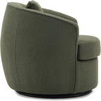 Swivel Accent Chair, Modern Upholstered Boucle Barrel Arm Chairs with Pillow for Living Room, 360 Degree Round Swivel Sherpa Armchair with Round Base for Bedroom Club (1, Green)