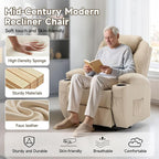 Recliner Chair, Rocking Chair with Massage and Heat, 360° Swivel Recliner Chairs for Adults, Rocker Manual Recliner with Remote Control and Cup Holder for Living Room, Bedroom, Nursery