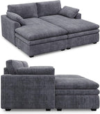Belffin Large Modular Sectional Sofa with Deep Chaise, 73.6" Corduroy L Shaped Couch with 9" Soft Dual-Layer Seats Cushion for Living Room, Apartment, Light Grey