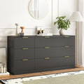 9 Drawer Dresser for Bedroom with Deep Drawers, 63" Wide Wood Dresser, Large Floor Chest of Drawers, Modern Long TV Stand, Storage Cabinet Side Table, Black