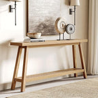 LITTLE TREE 70.9 Inches Extra Long Console Table for Entryway, 2-Tier Narrow Wood Sofa Table Behind Couch, Large Sofa Table for Living Room, Light Brown Hallway Entry Table with Storage