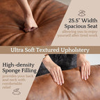 LukeAlon Modern PU Leather Accent Armchairs Set of 2, Upholstered Lounge Chair with Brass Metal Frame Thickened Cushion Single Sofa Chair Leisure Chair with Lychee Grain for Bedroom Living Room, Brown