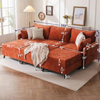 104'' Modular Sectional Sofa with All Seats Storage, Oversized Sleeper Sofa Bed for Living Room,3-Seater Comfy Cloud Couches with Movable Ottoman,Big Sectional for Bedroom,Velet,Orange