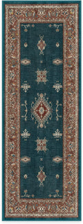 RUGGABLE Washable Vintage Runner Rug – Verena Teal Blue 2.5x7, Stain-Resistant, Non-Slip Hallway Runner – Machine Washable Rug for Hallway, Entryway, Living Room & Kitchen–with Standard Pad