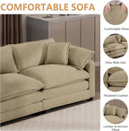 mikibama Luxury 3 Piece Sofa Set, Loveseat Couch & 2 Single Sofa Set, Modern Corduroy Comfy Cloud Couches Set for Living Room Office with 2 Armrest Pillows and 4 Toss Pillows, Camel