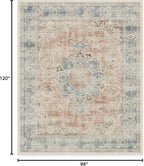 RUGGABLE Washable Vintage Area Rug – Sarrah Coral 8x10, Stain-Resistant, Non-Slip – Large Machine Washable Rugs for Living Room, Bedroom, Hallway, Entryway & Office–with Standard Pad
