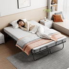 Folding Bed with Mattress 75"x54" Extra Wide Double Folding Bed, Upgraded Sturdy Construction Portable with Mattress for Adult Guests, Folds Down to Save Space (75" x 54")