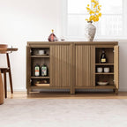 SICOTAS Sideboard Buffet Cabinet with Storage, Fluted Credenza Console Cabinet with Adjustable Shelves, Farmhouse Coffee Bar Storage Cabinets for Kitchen, Living Room, Entryway, Caramel Oak, 2 PCS