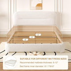 Queen Bed Frame, Cloud Upholstered Boucle Platform Bed with Adjustable Headboard, Anti-Collision Soft Rounded Corners, Noise Free, Easy Assembly, Cream