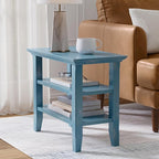 SIMPLIHOME Acadian 14-inch Wide Solid Wood Narrow End Table in Distressed Coastal Blue, Transitional-Style Side Table for Living Room, Bedroom, or Family Room with 2 Open Shelves