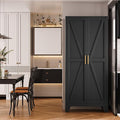 Large Metal Kitchen Pantry Storage Cabinet with Adjustable Shelves - Freestanding Kitchen Storage Cabinet for Dining Room,Livingroom Bathroom, Hallway, Workshop, Office (Black, 71"- 0 drawer)
