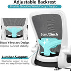 FelixKing Office Chair, Ergonomic Desk Chair Breathable Mesh Chairs Adjustable High Back Lumbar Support Flip-up Armrests, Executive Rolling Swivel Comfy Computer Chairs Home Office White