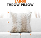 Cheer Collection Embossed Faux Fur Throw Pillows - Set of 2 Lumbar Couch Pillows, 22" x 22" - Snow Leopard
