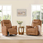 CHITA Super Zero Gravity Power Recliner Chair for Adults, Electric Faux Leather Recliner with USB & Type-C Charging Ports for Living Room, Bedroom & Home Theater Relaxation, Camel