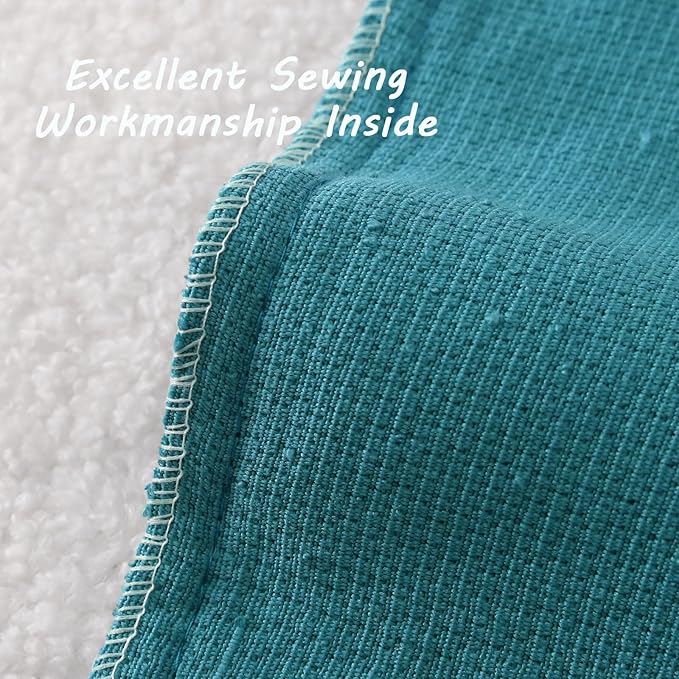 FUTEI Pack of 2 Teal Blue Decorative Throw Pillow Covers 22x22 Inch Soft Cozy Solid Boucle Textured Cushion Case,Modern Home Decor for Couch Bed Living Room