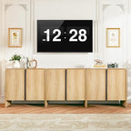 BERRYMERRY 2 Door Fluted Sideboard Buffet Cabinet with Storage, Modern Wood Cabinet with Adjustable Shelves for Living Room, Dining Room (Light Wood 2 Doors)