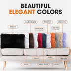 Cheer Collection Throw Pillows for Couch and Bed, Soft Shaggy Throw Pillows with Inserts Included, Cozy Long Hair Faux Fur Pillows - Set of 2-12" x 20" - White