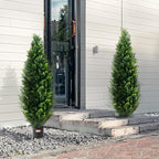 VEVOR Artificial Topiary Cedar Tree, 48 inch Tall (2 Pieces), with Extra Leaves & Pot Faux Evergreen Fake Pine Cypress Trees Plant, UV Rated Artificial Greenery Set for Home Decor Indoor/Outdoor