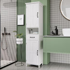 Tall Bathroom Storage Cabinet, White Bathroom Cabinets Freestanding, Narrow Storage Cabinet w/Adjustable Shelves for Home, Kitchen, Versatile, Anti-Tipping