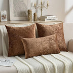 FUTEI Dark Brown Flannel Throw Pillow Covers 12x20 Inch Set of 2,Soft Dimensional Textured Lumbar Pillow Cases,Modern Home Decor for Couch Living Room